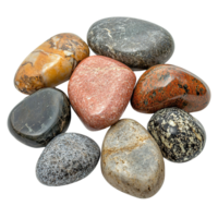 Polished Stones with Rich Colors and Unique Patterns on Transparent Background png
