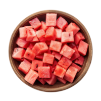 Cubes of watermelon in a bowl top view isolate on transparency background png