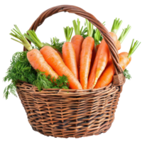 Carrots in basket isolate on transparency background png