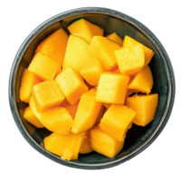 Fresh Mango in a bowl top view isolate on transparency background png