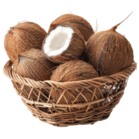 Coconut in a basket isolate on transparency background png