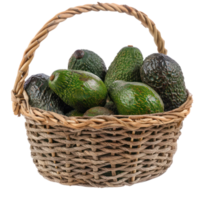 Avocado in a basket isolate on transparency background png