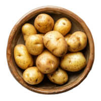 Potatoe in a bowl top view isolate on transparency background png