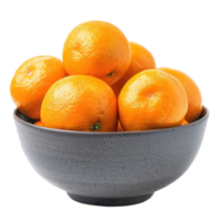 Fresh Orange in a bowl front view isolate on transparency background png