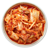 Kimchi in a bowl top view isolate on transparency background png