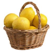 Lemon in a basket isolate on transparency background png