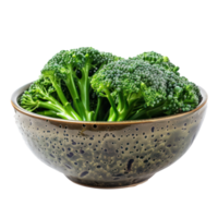 Broccolini in a bowl front view isolate on transparency background png