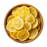 Sliced pieces of Lemon in bowl top view isolate on transparency background png