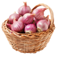 Shallots in basket isolate on transparency background png