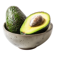Avocado in a bowl front view isolate on transparency background png
