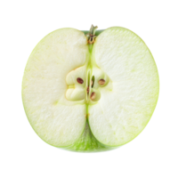A slice of Green Apple, clipping path top view isolate on transparency background png