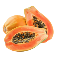 Papaya whole and a half, clipping path isolate on transparency background png