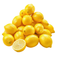 Heap of Fresh Lemon, clipping path isolate on transparency background png
