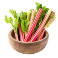 Rhubarb in a bowl front view isolate on transparency background png