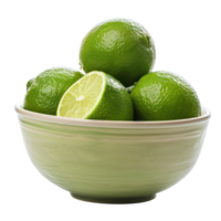 Lime in a bowl front view isolate on transparency background png