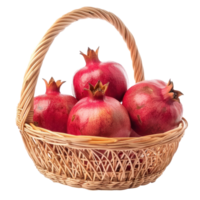 Pomegranate in a basket isolate on transparency background png