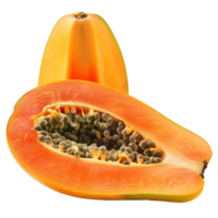 Papaya with a slice Papaya isolate on transparency background png