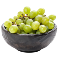 Green grapes in a bowl front view isolate on transparency background png