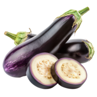 Eggplant or aubergine with slices isolate on transparency background png