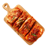 Kimchi on chopping board top view isolate on transparency background png