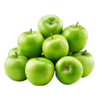Heap of Fresh Green Apple, clipping path isolate on transparency background png