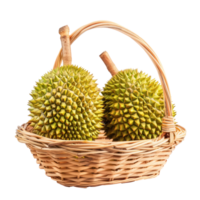 durian fruit in a basket isolate on transparency background png