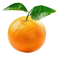 Fresh Orange with green leaves, clipping path isolate on transparency background png
