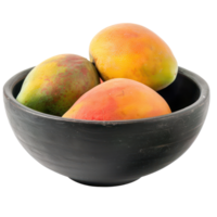 Fresh Mango in a bowl front view isolate on transparency background png