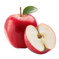 Apple whole and a half, clipping path isolate on transparency background png