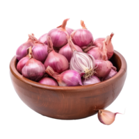Shallots in a bowl front view isolate on transparency background png