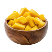 Sliced pieces of Mango in bowl front view isolate on transparency background png