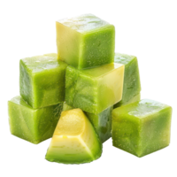 Cubes of Avocado isolate on transparency background png