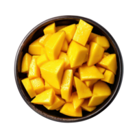 Sliced pieces of Mango in bowl top view isolate on transparency background png