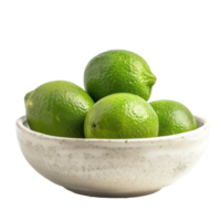 Lime in a bowl front view isolate on transparency background png