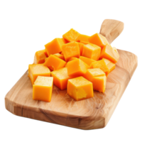Siced Butternut Squash on chopping board isolate on transparency background png
