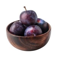 Plum in a bowl front view isolate on transparency background png