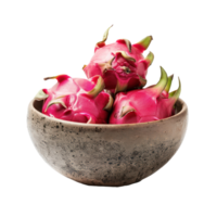 Dragon fruit in a bowl front view isolate on transparency background png