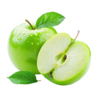 Green Apple with a slice Green Apple isolate on transparency background png