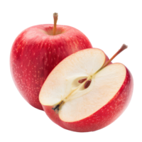 Apple whole and a half, clipping path isolate on transparency background png