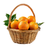 Orange in a basket isolate on transparency background png