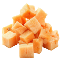 Cantaloupe melon chunks isolate on transparency background png