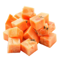 Cubes of Papaya isolate on transparency background png