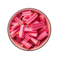 Rhubarb in a bowl top view isolate on transparency background png