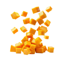 Falling cubes of Butternut Squash isolate on transparency background png