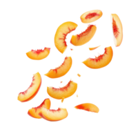 Falling slices of Peach isolate on transparency background png