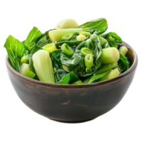 Stir-fried Bok Choy vegetable in a bowl isolate on transparency background png