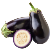 Eggplant or aubergine with slices isolate on transparency background png