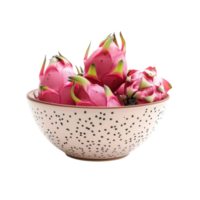 Dragon fruit in a bowl front view isolate on transparency background png