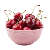 Cherry in a bowl front view isolate on transparency background png