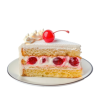 Cake portion with cherry on top isolate on transparency background png